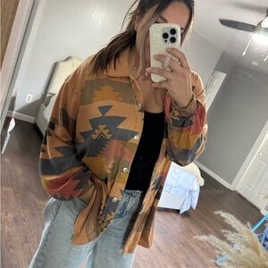 Tribal Print Button-Up Shirt